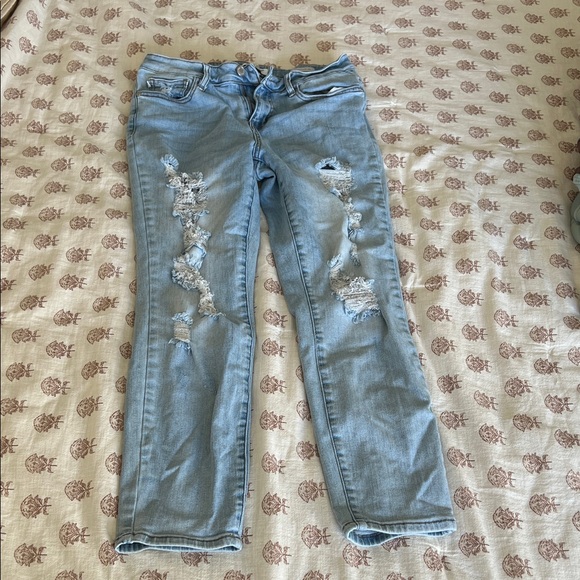 Judy Blue Denim - Judy Blue Light Blue Distressed Boyfriend Jeans